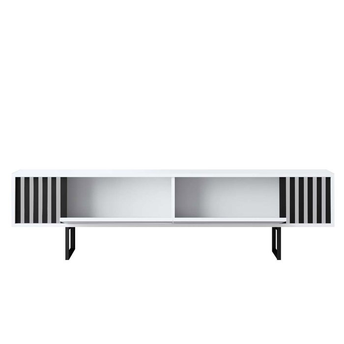 Hanah Home Soporte TV Blanco y Negro 180cm Melamina y Metal 180x30x48cm